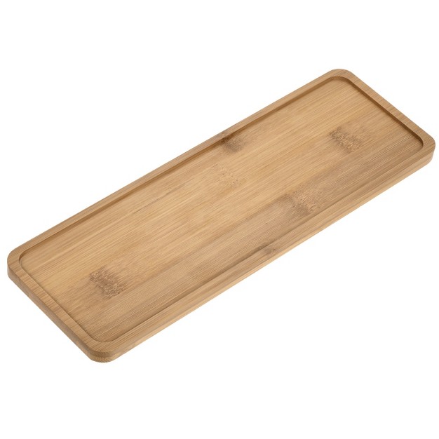 Unique Bargains Indoors Bamboo Rectangular Plant Pot Saucer Flower Drip Tray 28x9 5cm Wood Color 1pc