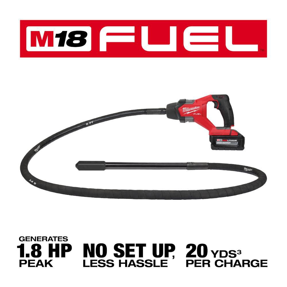 Milwaukee M18 FUEL 8' Concrete Pencil Vibrator Kit 2911-21 from Milwaukee