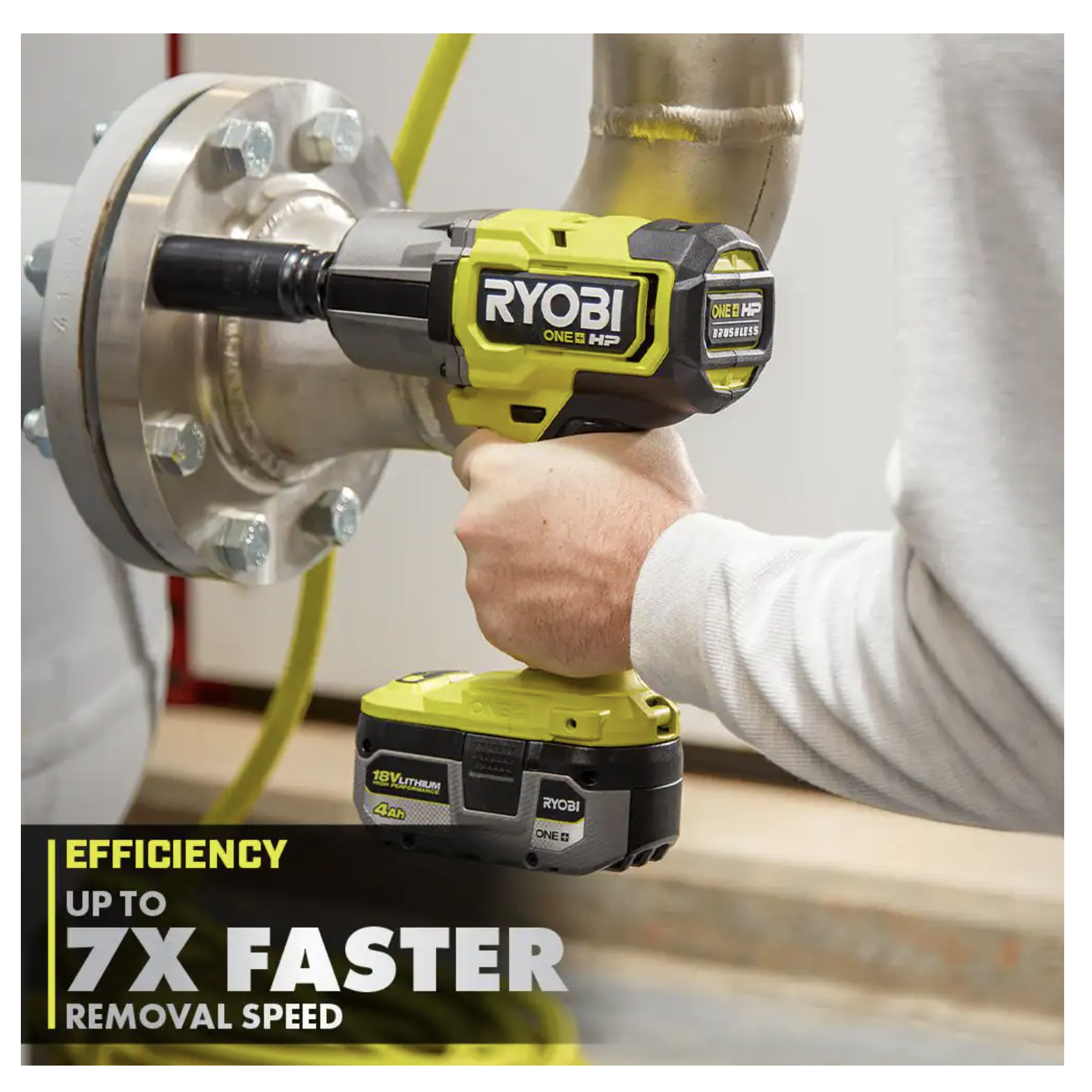 Ryobi One+ HP 18V Brushless Cordless 4-Mode 1/2 in. High Torque Impact Wrench， Tool Only (PBLIW01B)