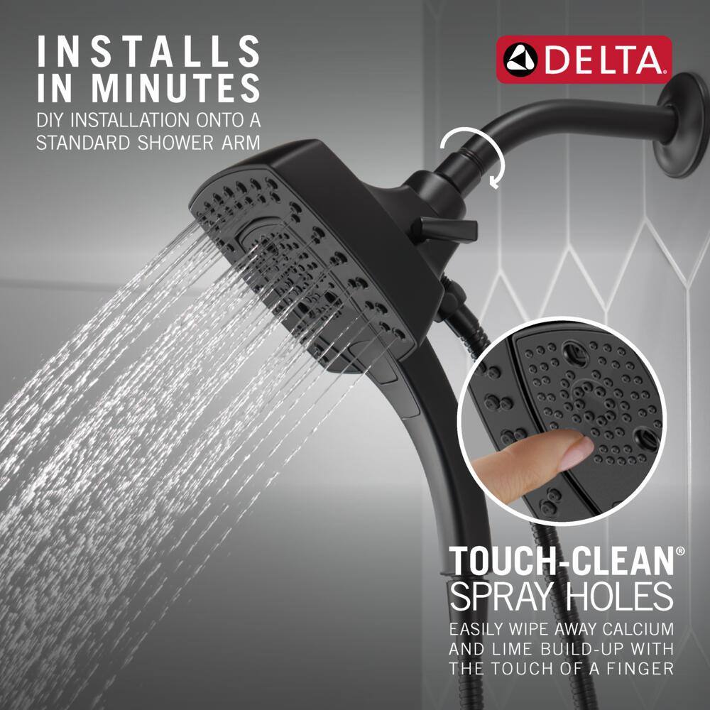 Delta In2ition 5-Spray Patterns 2.5 GPM 5.75 in. Wall Mount Dual Shower Heads in Matte Black 58474-BL25