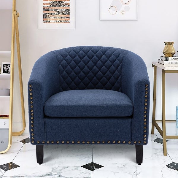 Accent Barrel Chair Living Room Chair with Nailheads