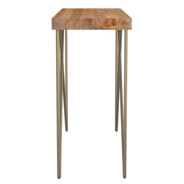 Rustic Modern Solid Wood Console Table in Natural and Aged Gold