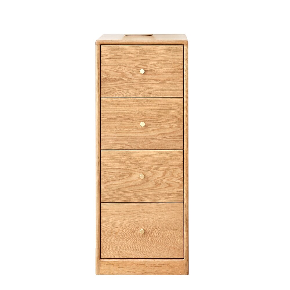 Nestfair Oak Wood Storage Cabinet with Drawers