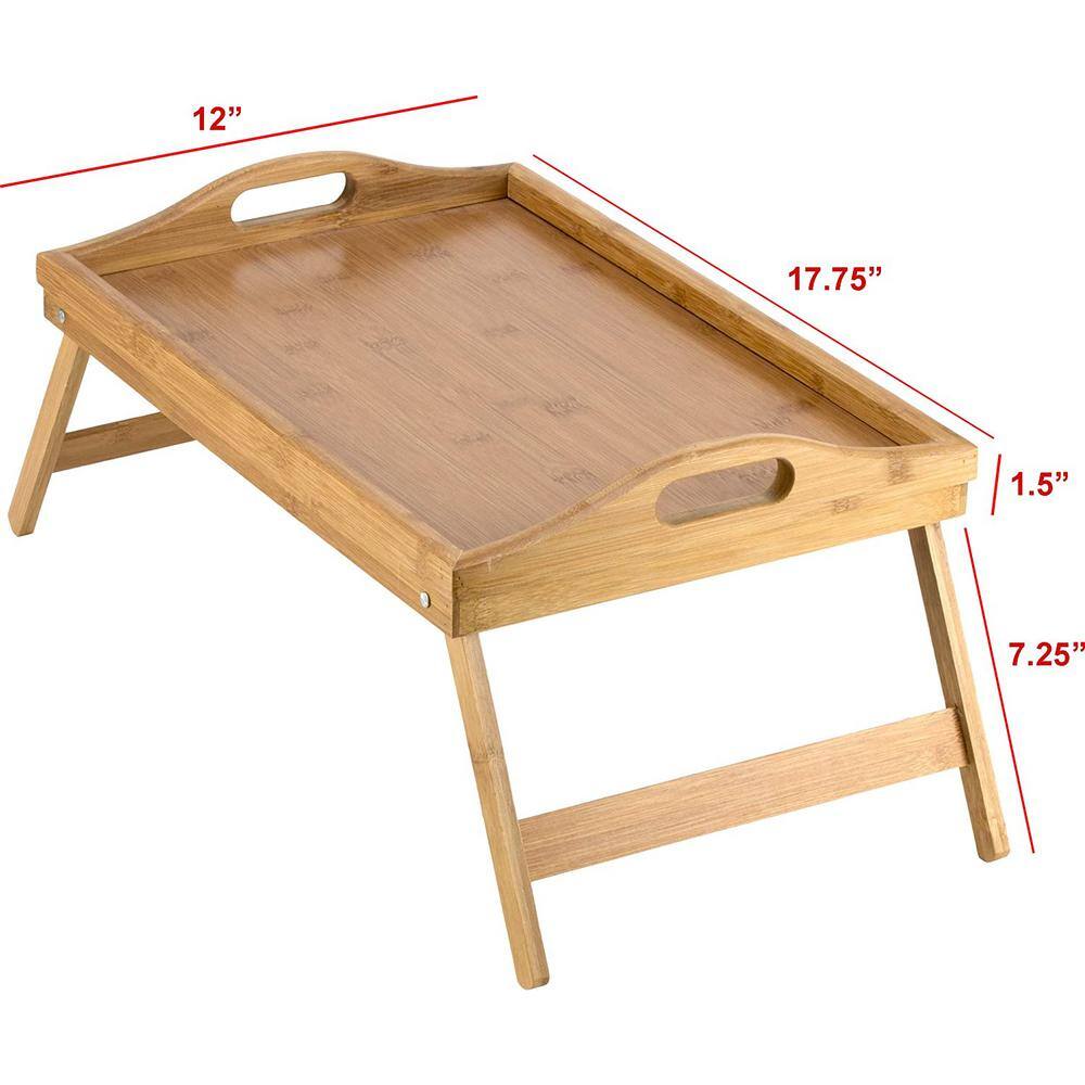 Home-it Wooden Breakfast Bed Tray with Folding Legs - Bamboo Bed Table - Bed Tray Table - Bed Tray with Legs Natural Color 284hd