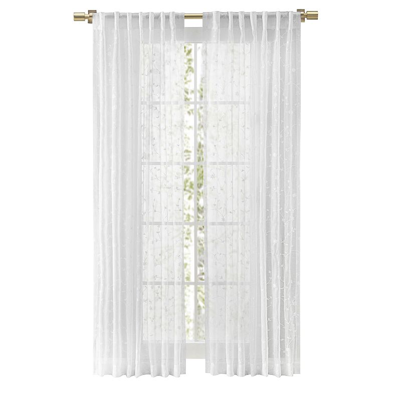 Sheer Blossom Rod Pocket With Back Tab Panel Curtain