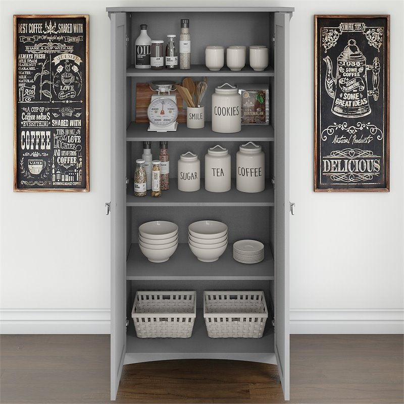 Bowery Hill Furniture Salinas Kitchen Pantry Cabinet with Doors in Cape Cod Gray