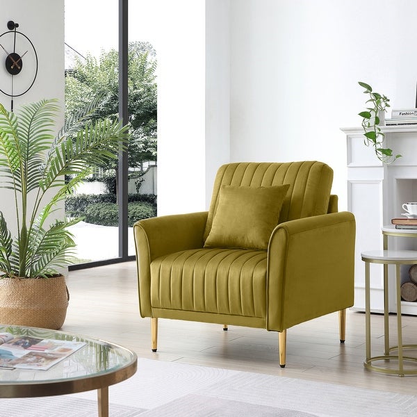 Modern Soft Velvet Living Room Chair， Upholstered Accent Armchair Side Chair With Gold Legs