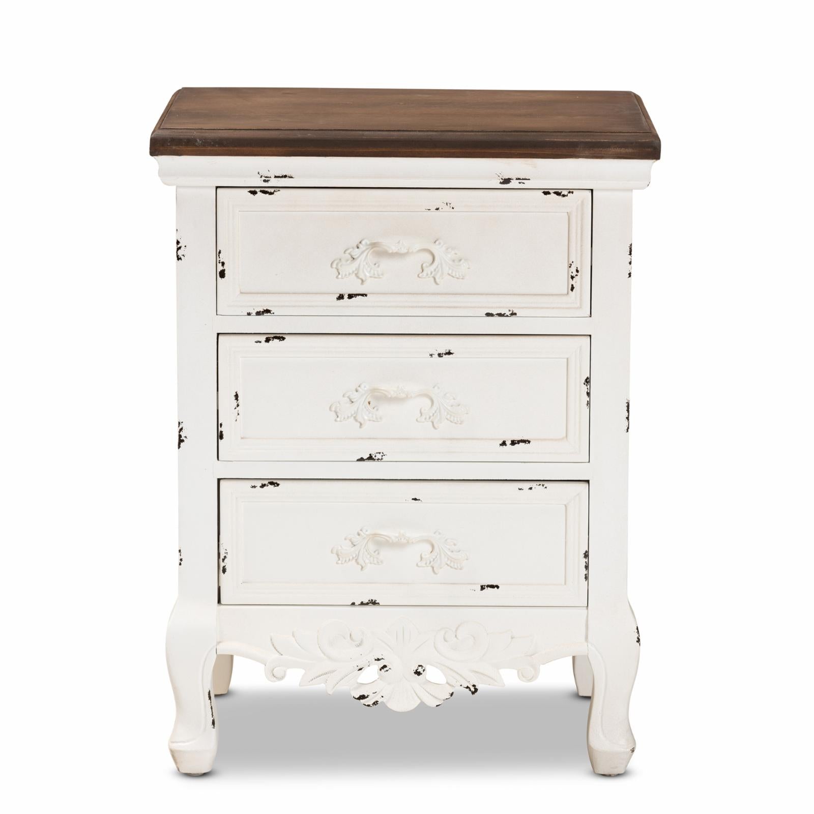 Baxton Studio Levron 3-Drawer Nightstand