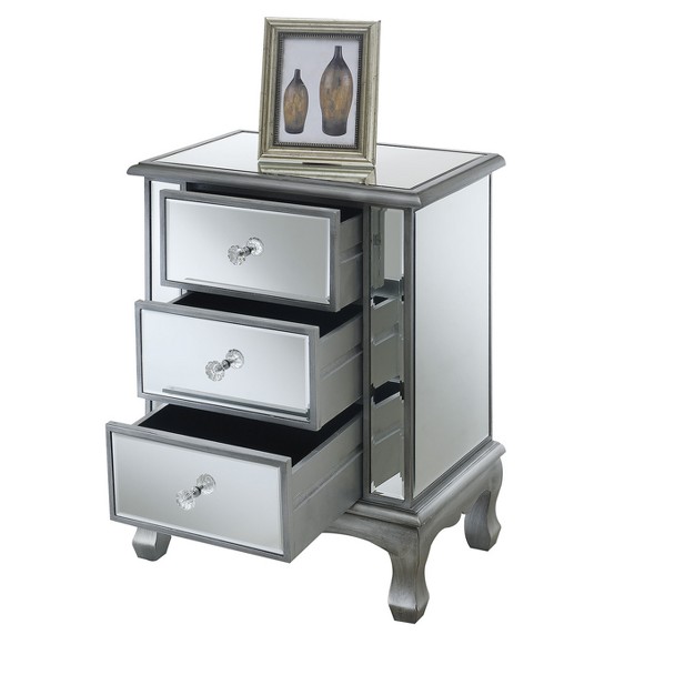 Gold Coast Vineyard Mirrored 3 Drawer End Table Breighton Home