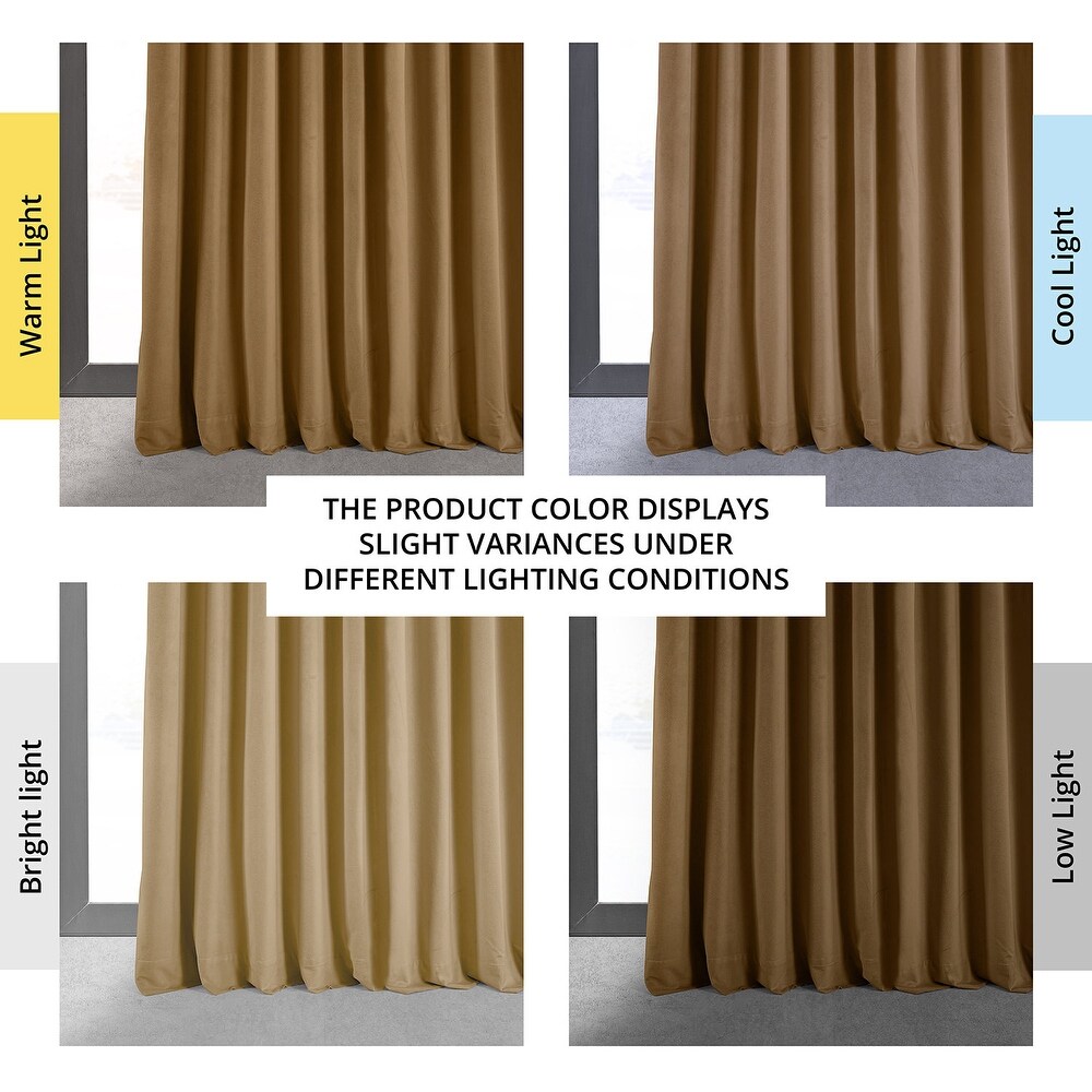 Exclusive Fabrics Signature Extra Wide Amber Gold Velvet Blackout Curtain (1 Panel)   Luxurious Blackout Drapery