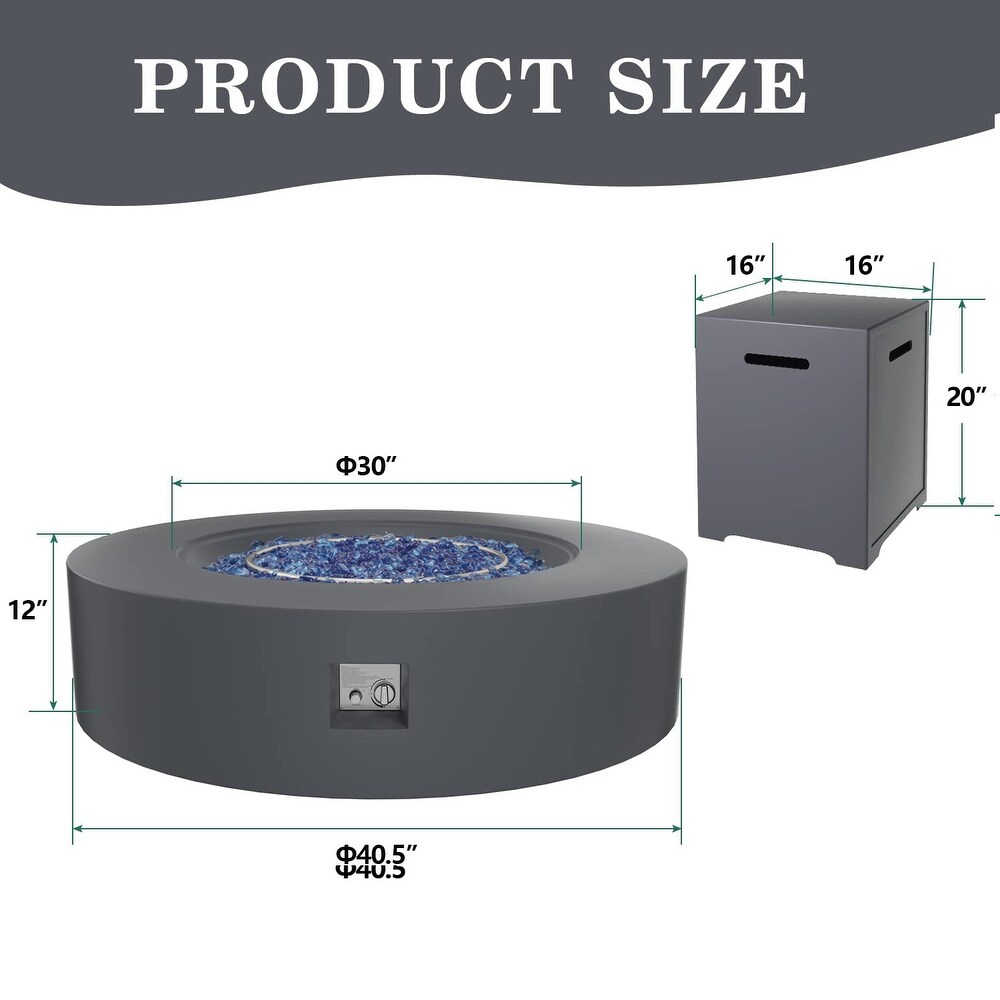 42 Inch Outdoor Propane Fire Pit Table  50 000 BTU Iron Round Gas Fire Pits for Outside  Dark Grey   N/A