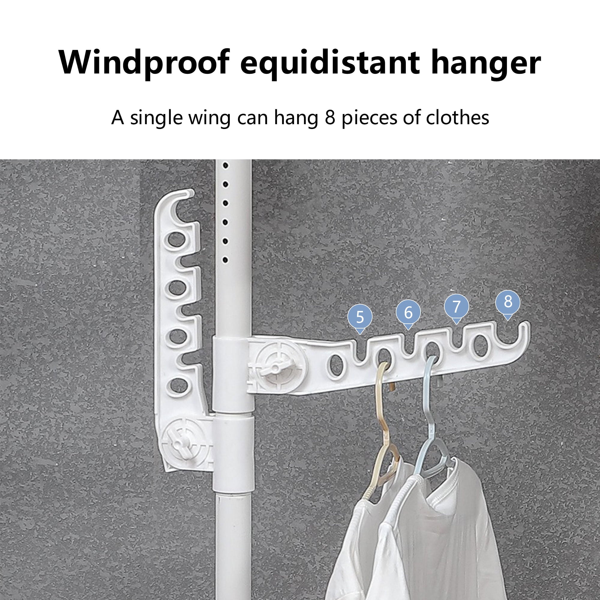 Adjustable Laundry Pole Clothes Drying Rack Coat Hanger DIY Floor to Ceiling Tension Rod Storage Organizer for Indoor, Balcony - White