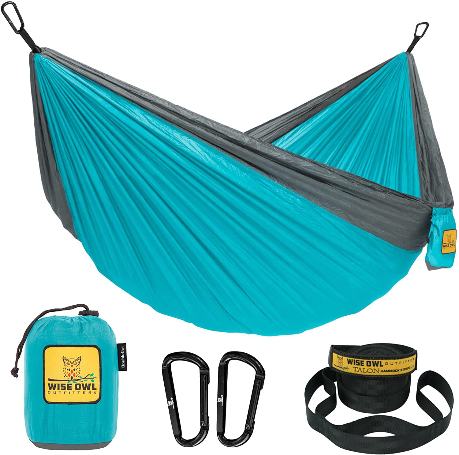 Wise Owl Outfitters Camping Hammocks , Portable for Outdoor/Indoor with Tree Straps, Single, Blue/Grey