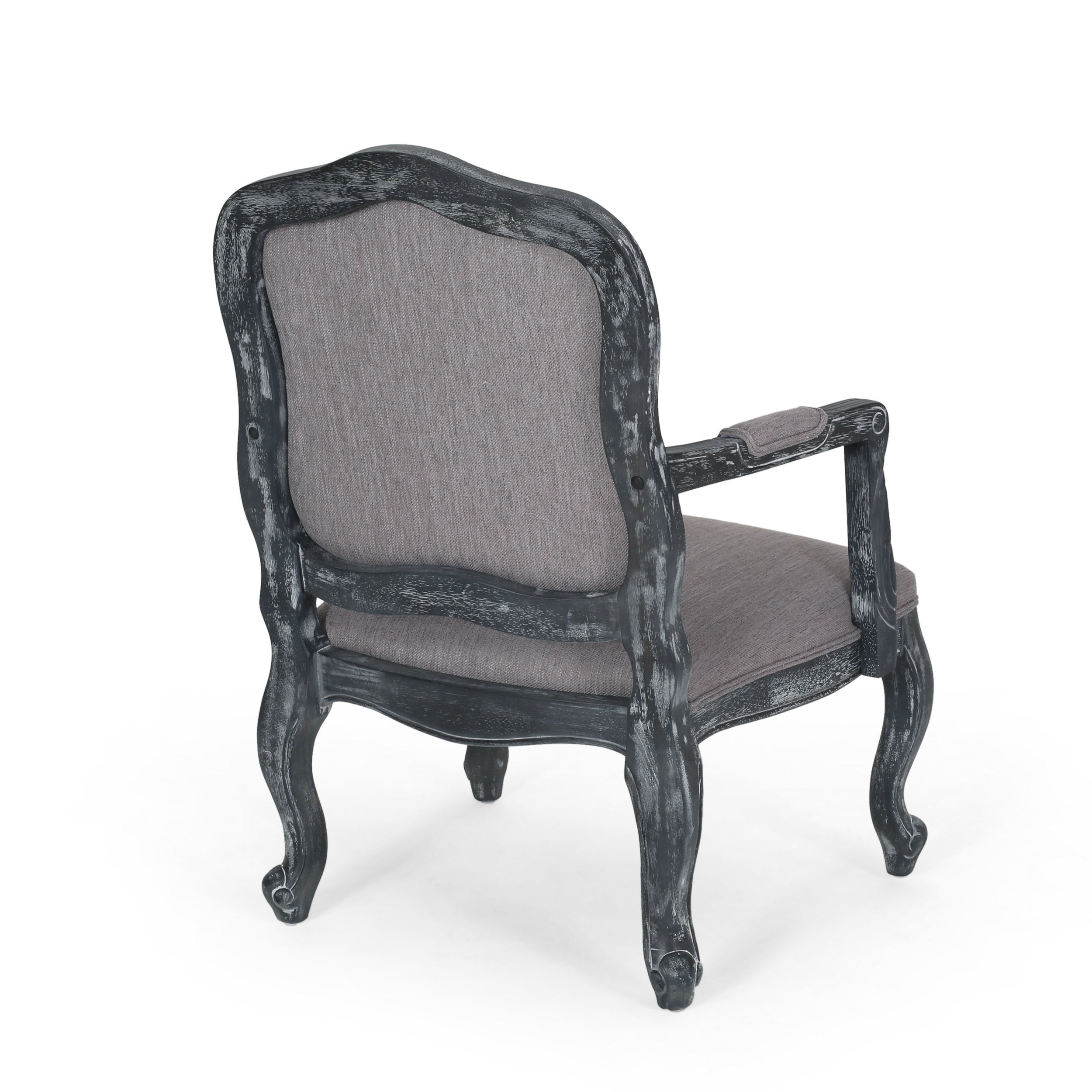 Stene French Country Wood Upholstered Dining Armchair