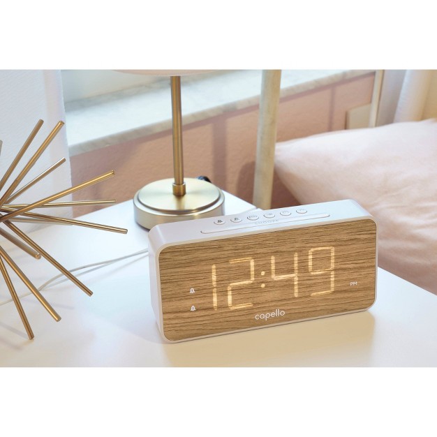 Extra Large Display Digital Alarm Clock White pine Capello