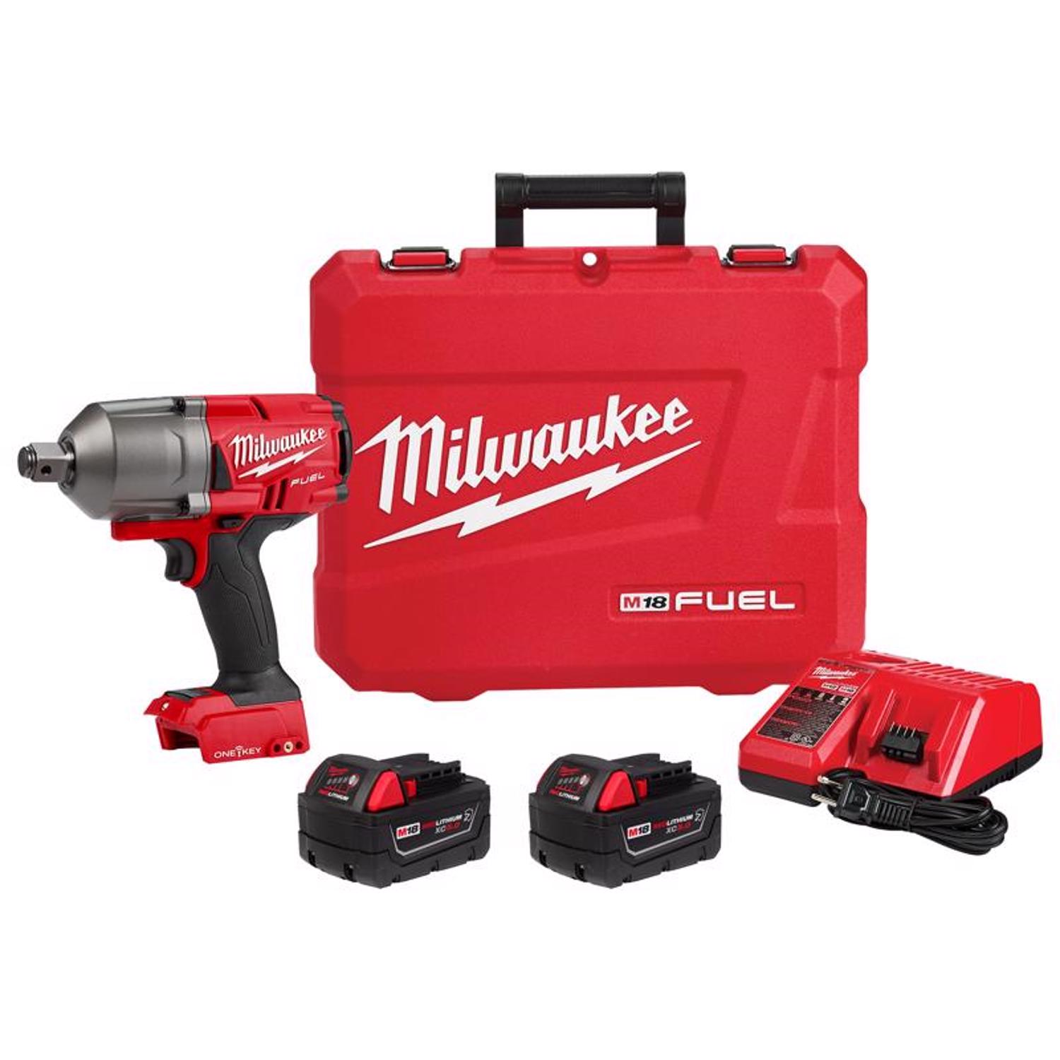 MW M18 Fuel 18 V 5 amps 3/4 in. Cordless Brushless High Torque Impact Wrench Kit (Battery \u0026 C