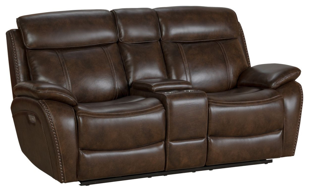 BarcaLounger Sandover Power Reclining Console Loveseat   Chocolate   Contemporary   Loveseats   by Unlimited Furniture Group  Houzz