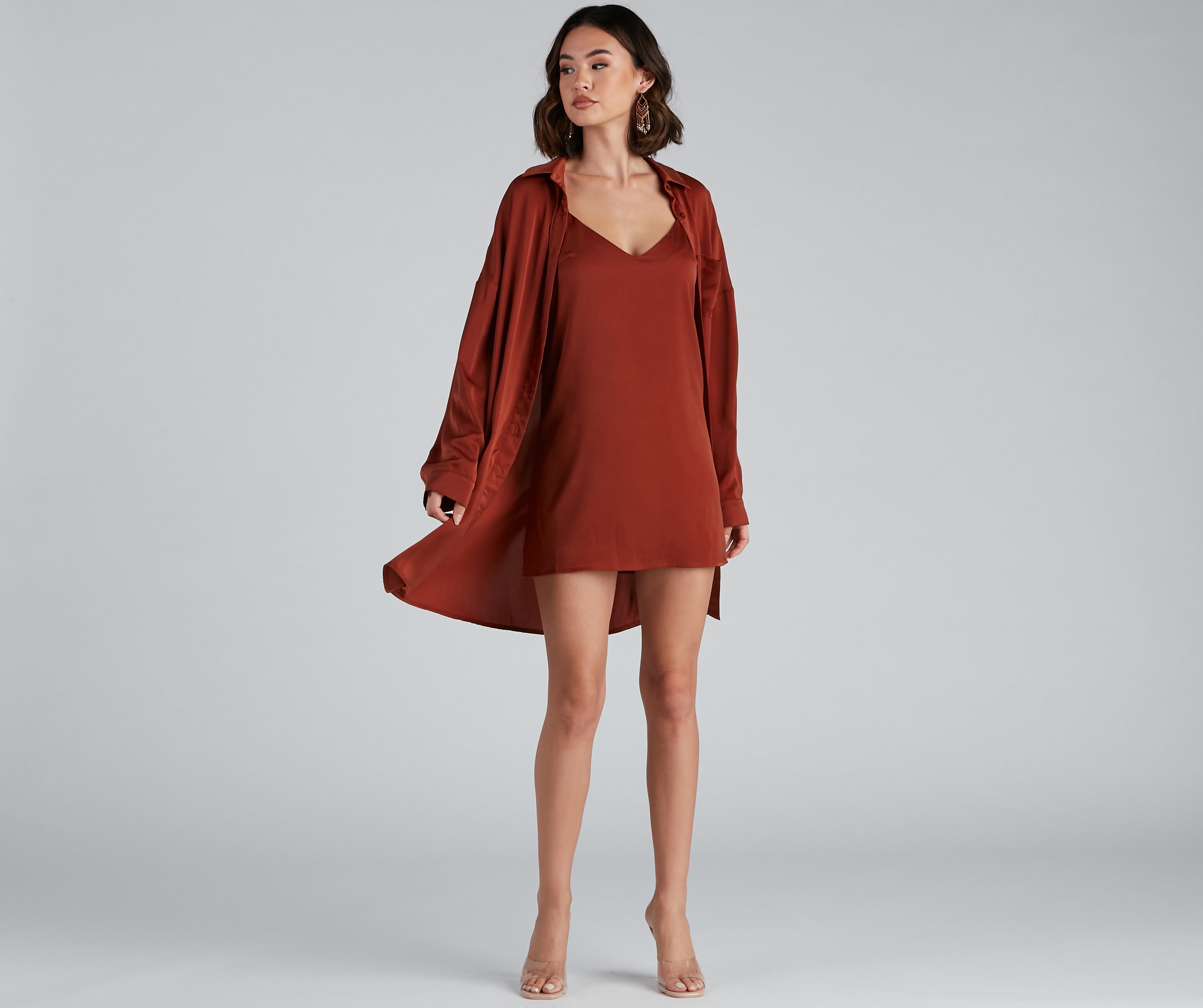 Weekend Chic Satin V-Neck Slip Dress