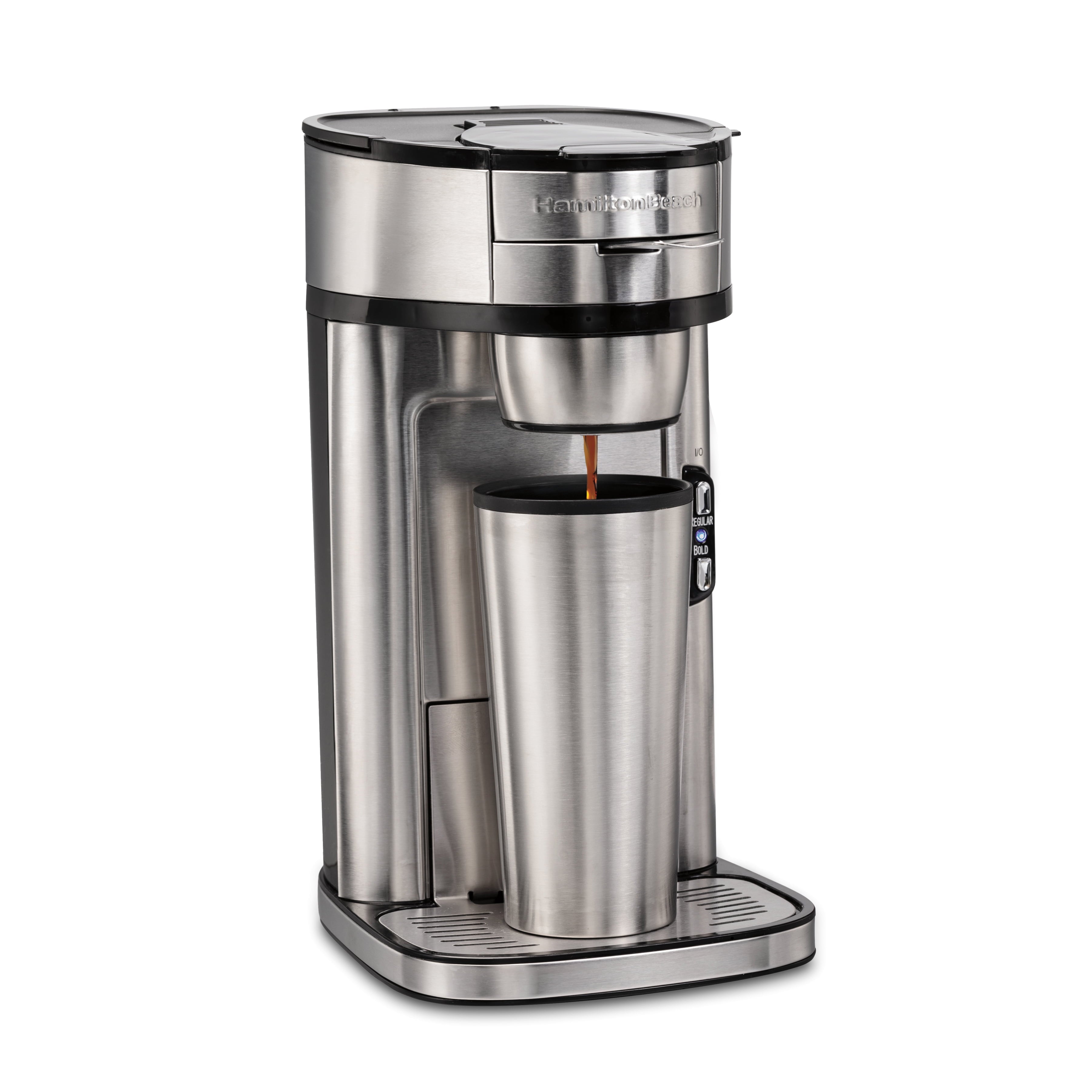 Hamilton Beach The Scoop Single-Serve Coffee Maker, 14 oz., Stainless Steel, Model 47550