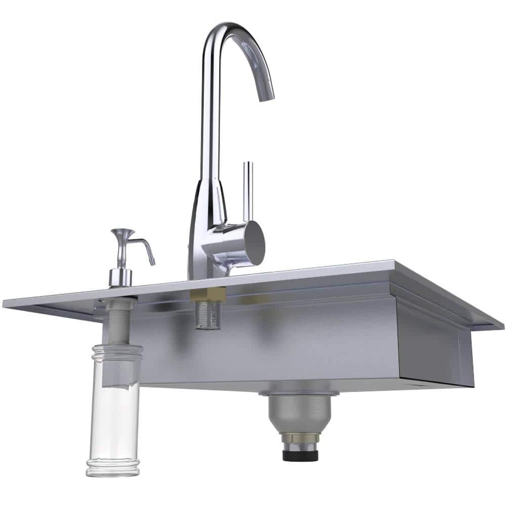 Sunstone Designer 20.5 in. W x 22.25 in. D x 5 in. Stainless Steel Build-In Sink with Cover and Faucet ADA Compliant ADASK20