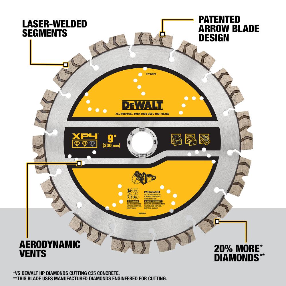 DEWALT Diamond Blade 9 SEGMENTED XP4 ALL PURPOSE