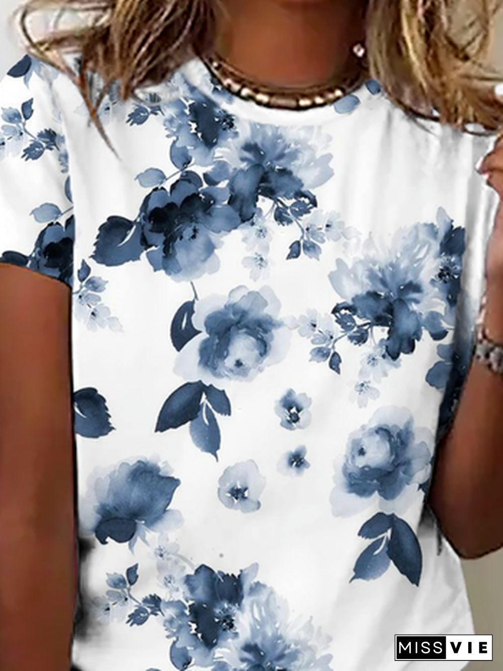 Plus size Floral Short Sleeve T-Shirt