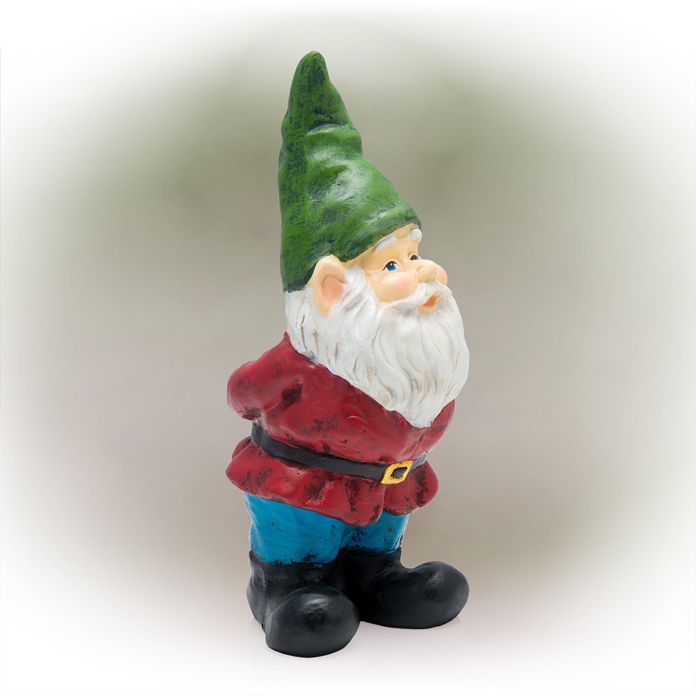 Alpine Corporation 12-Inch Bearded Garden Gnome Statue with Green Hat