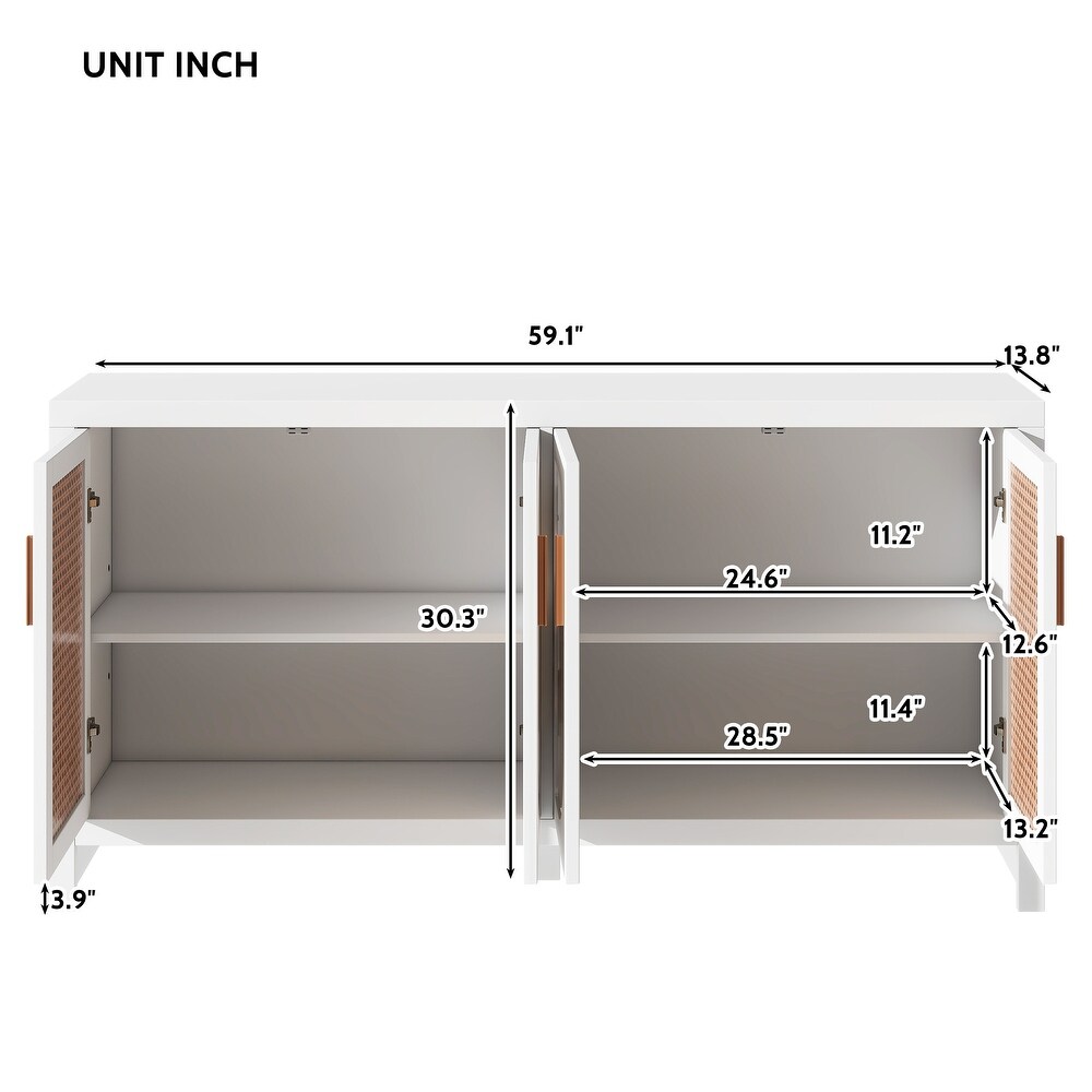 Rattan Storage Cabinet with Adjustable Shelves