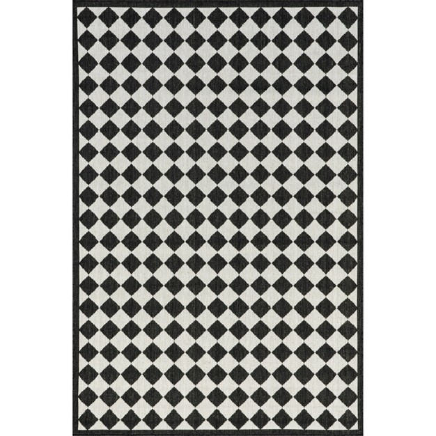 Nuloom Valery Black amp White Checkered Indoor And Outdoor Patio Area Rug