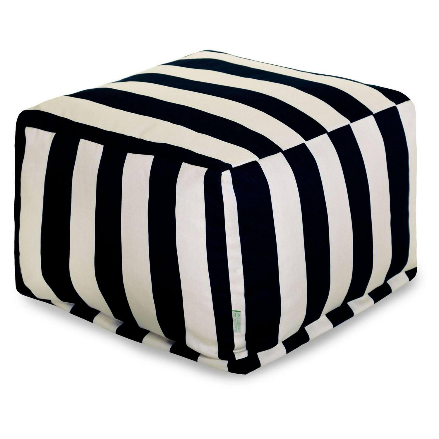 Majestic Home Goods Vertical Stripe Indoor / Outdoor Fabric Ottoman