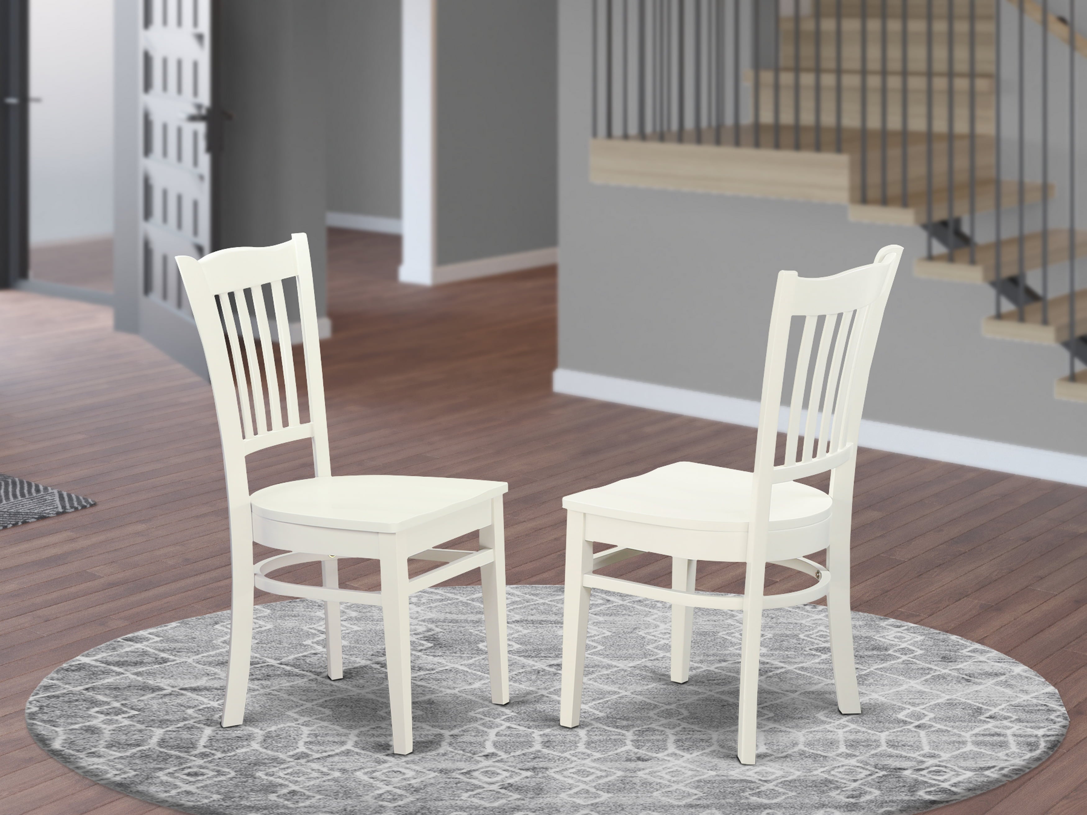 GRC-WHI-W Groton Dining Chair With Wood Seat In Linen White Finish - Set of 2