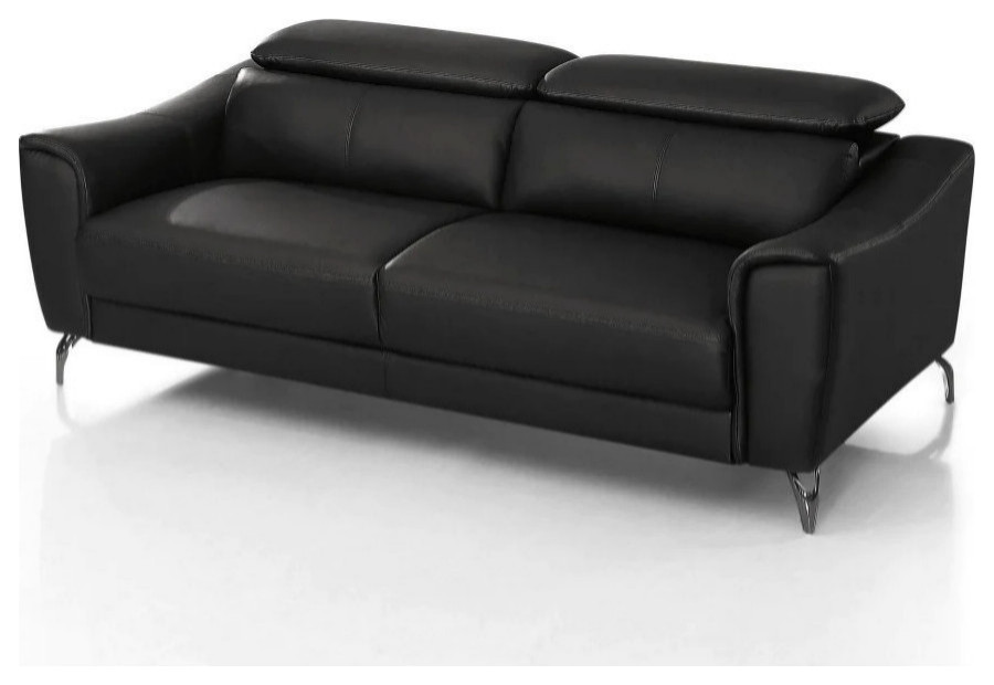 Kimmi Modern Black Leather Loveseat   Midcentury   Loveseats   by Rustic Home Furniture Deco  Houzz