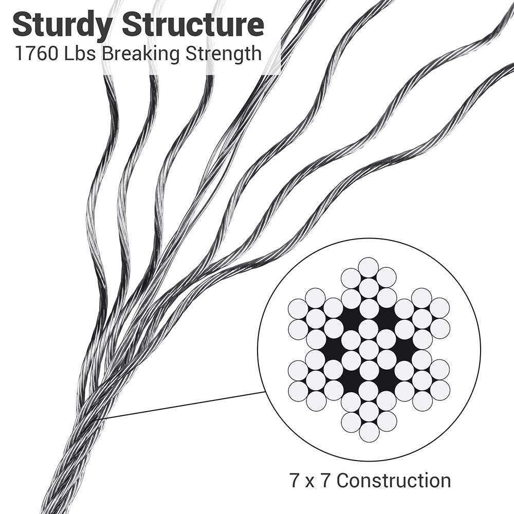Yescom Cable Railing 316 Stainless Steel Wire Rope 7x7 1/8