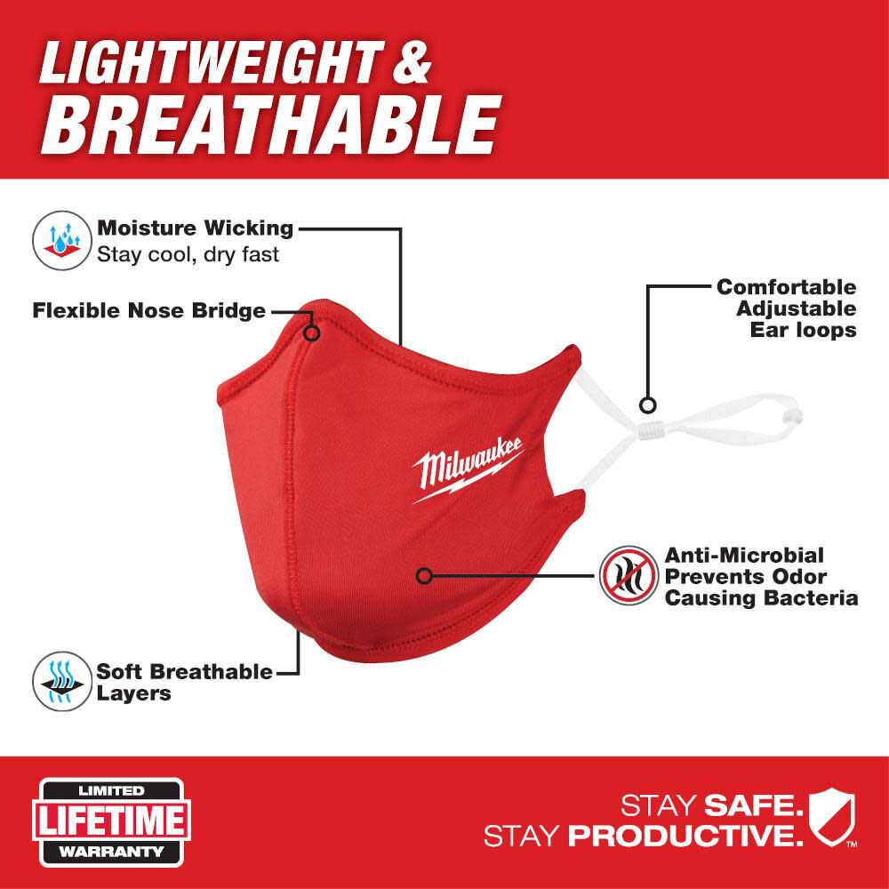 Milwaukee 10PK Red 2-Layer Face Mask 48-73-4229 from Milwaukee