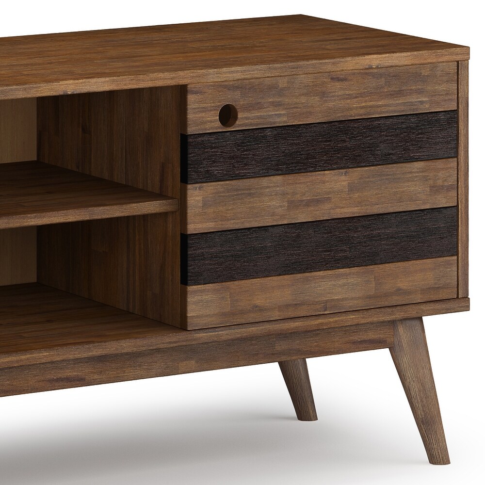 Wright SOLID ACACIA WOOD 60 inch Wide Mid Century Design TV Media Stand in Rustic Natural Aged Brown   18\