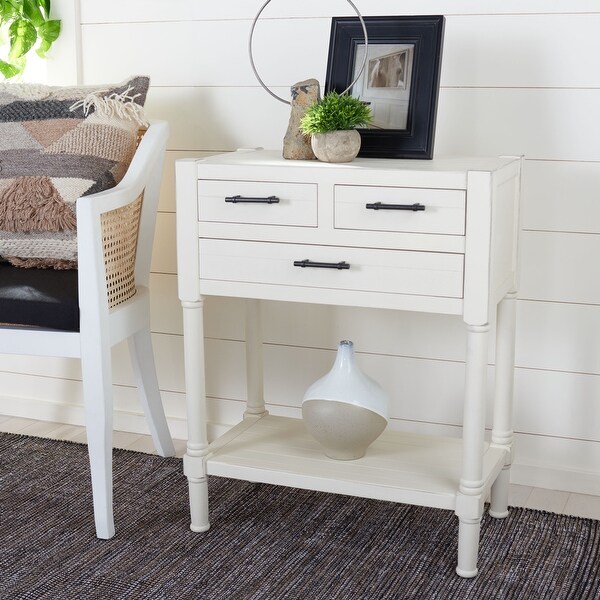 SAFAVIEH Filbert Distressed White 3-Drawer Console Table