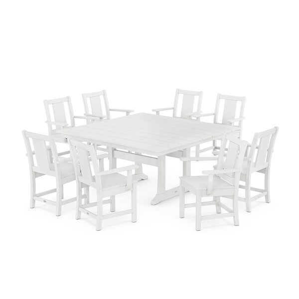 POLYWOOD Prairie 9Piece Square Farmhouse Dining Set with Trestle Legs