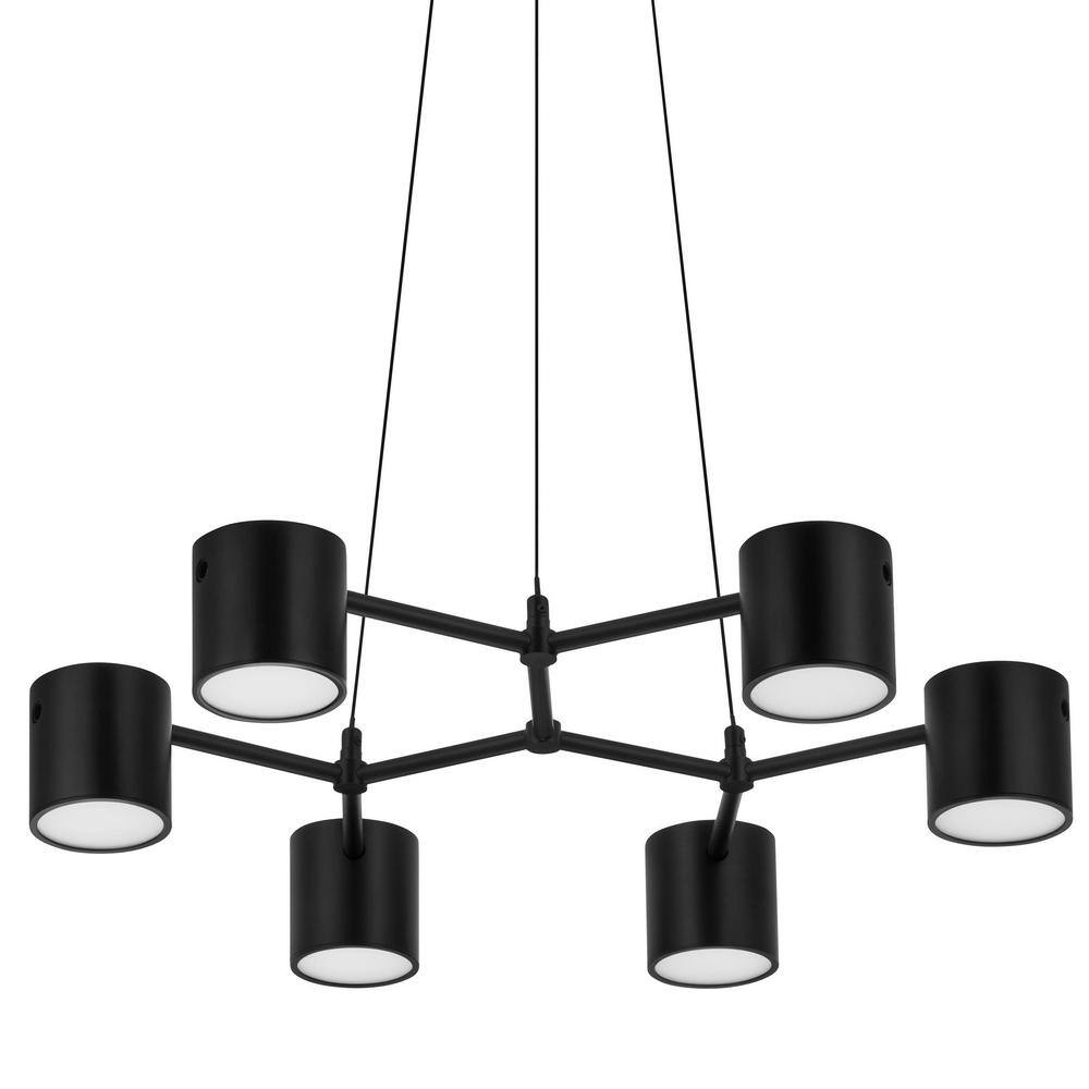 Hampton Bay Turrill 35-Watt 6-Light Matte Black Integrated LED Candle-Style Chandelier HD7991A