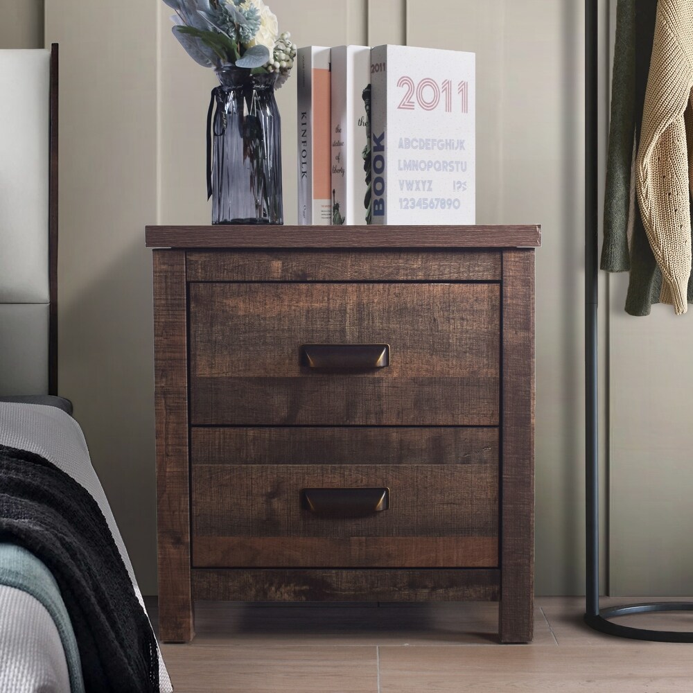 CraftPorch Minimalist Classic 2 Drawers Wooden Nightstand