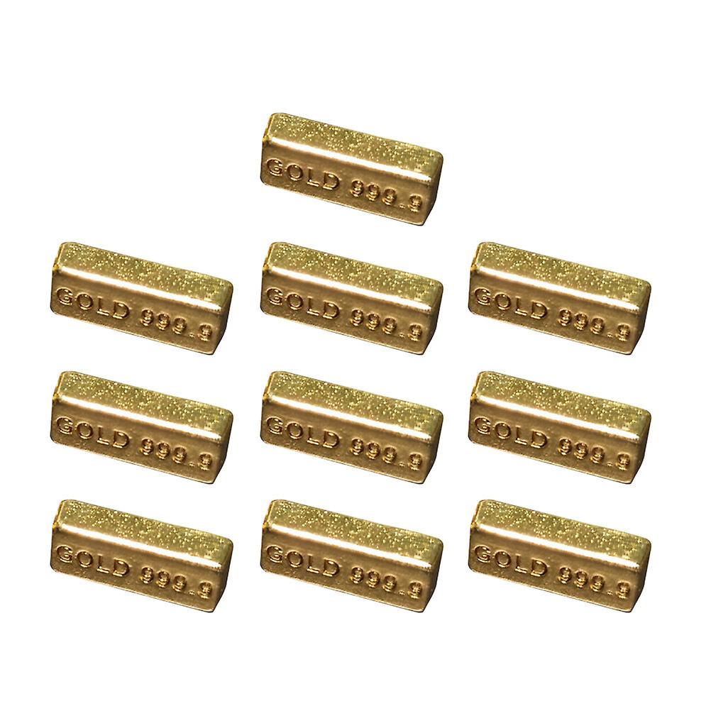 10pcs Dollhouse Mini Gold Bar Model Mini Fake Gold Brick Miniature Gold Bullion