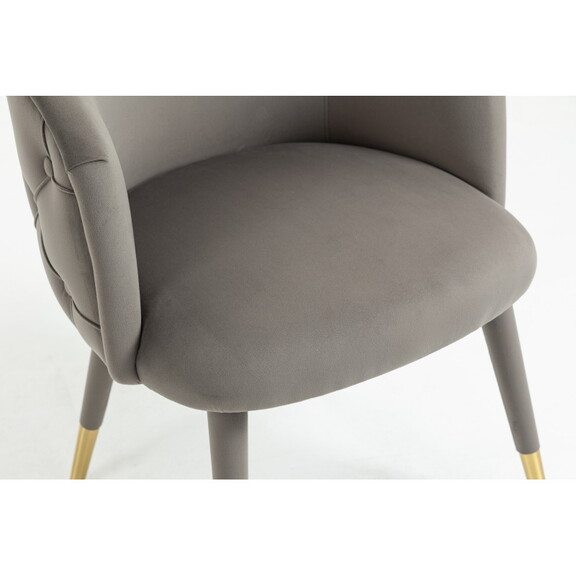 Set of 2 Gray Velvet Upholstered Dining chair with...