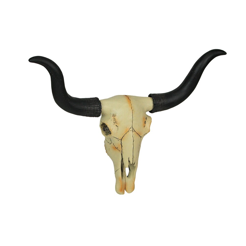 Zeckos Longhorn Steer Skull Resin Table Or Wall Statue With Stand   13.75 X 15 X 3.5 inches