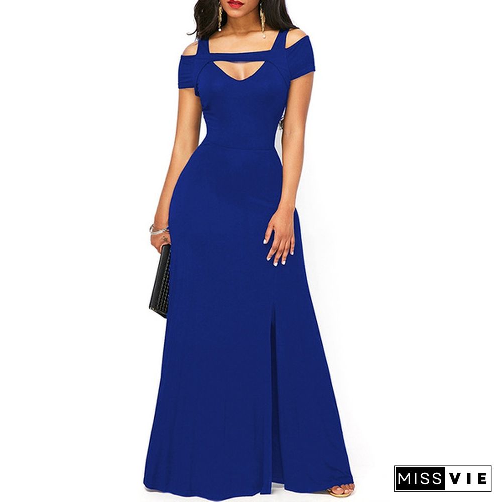 Womens Cold Shoulder V Neck Bodycon Prom Evening Club Maxi Long Dresses Party Dress