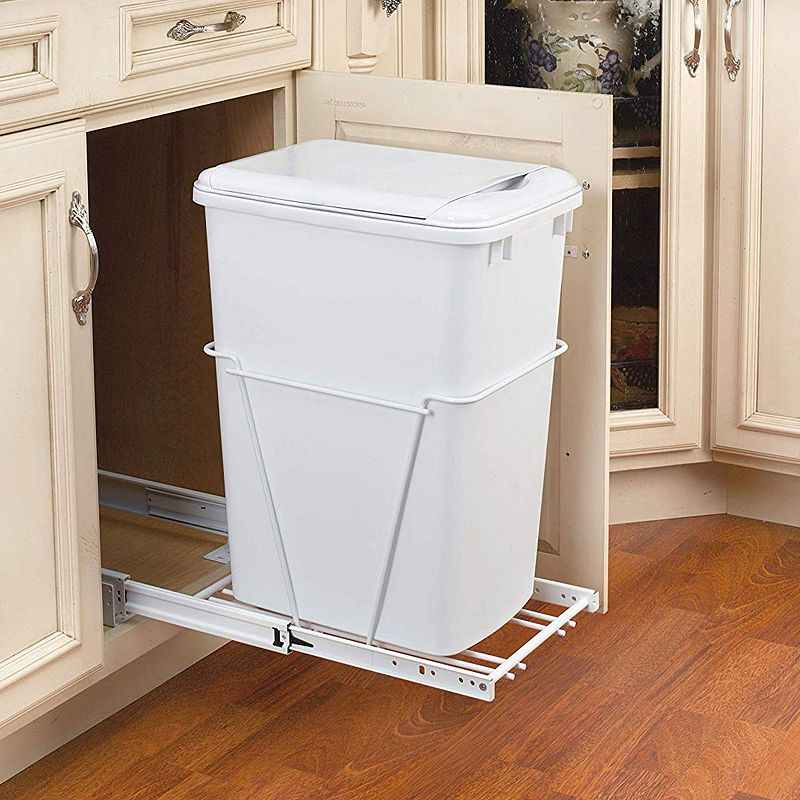 Rev-A-Shelf Pull Out 35 Qt Sliding Trash Can for Kitchen Cabinet， RV-12PB