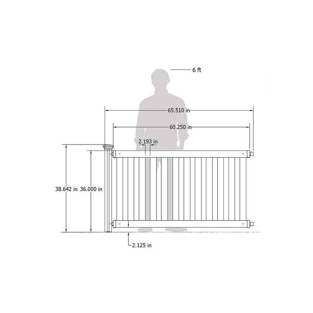 Zippity Outdoor Products 65.5 in. x 38 in. Davidson Hinged White Vinyl Portable Event Spaced Picket Fence Kit ZP19062