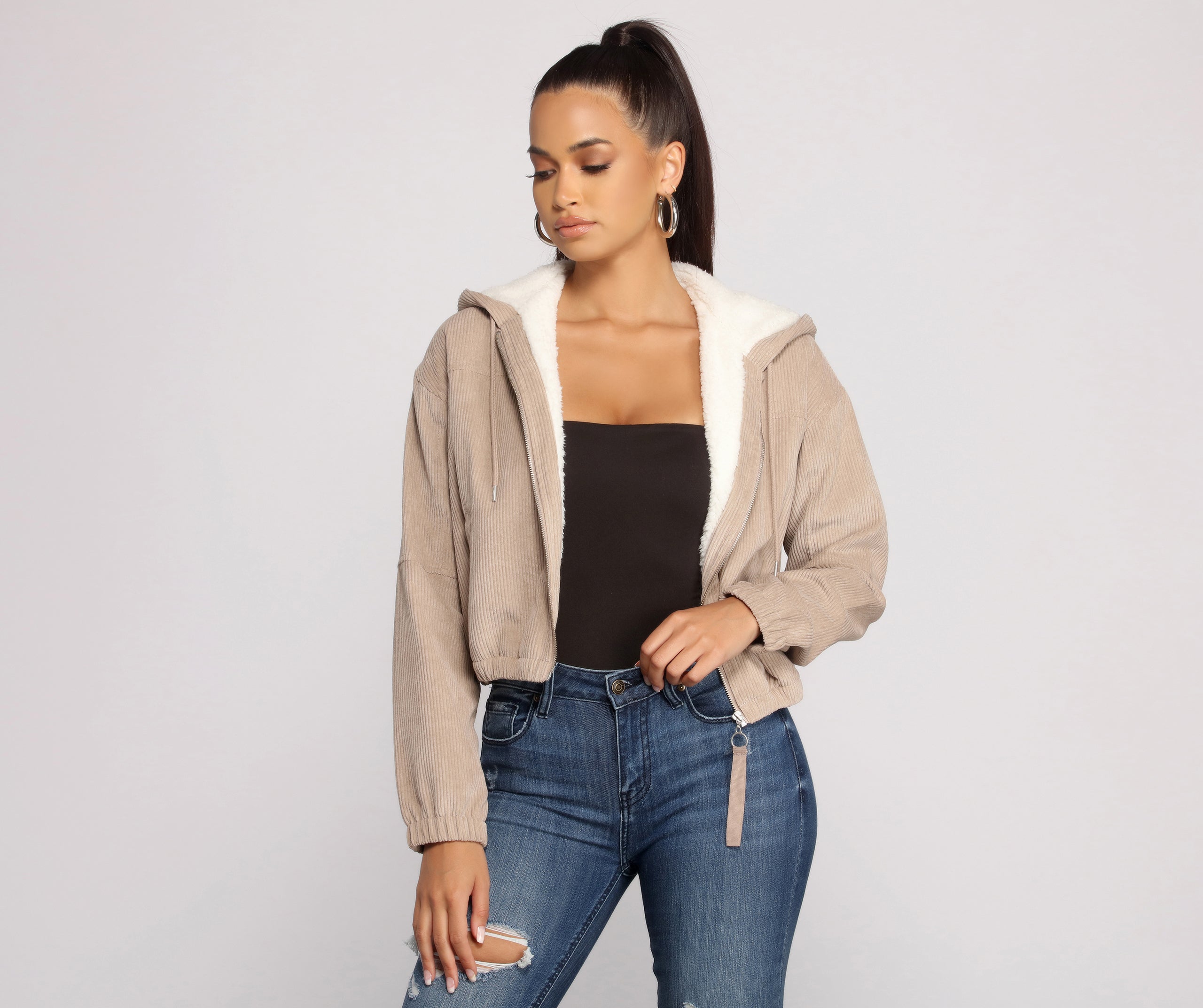 Corduroy Cutie Cropped Sherpa Jacket