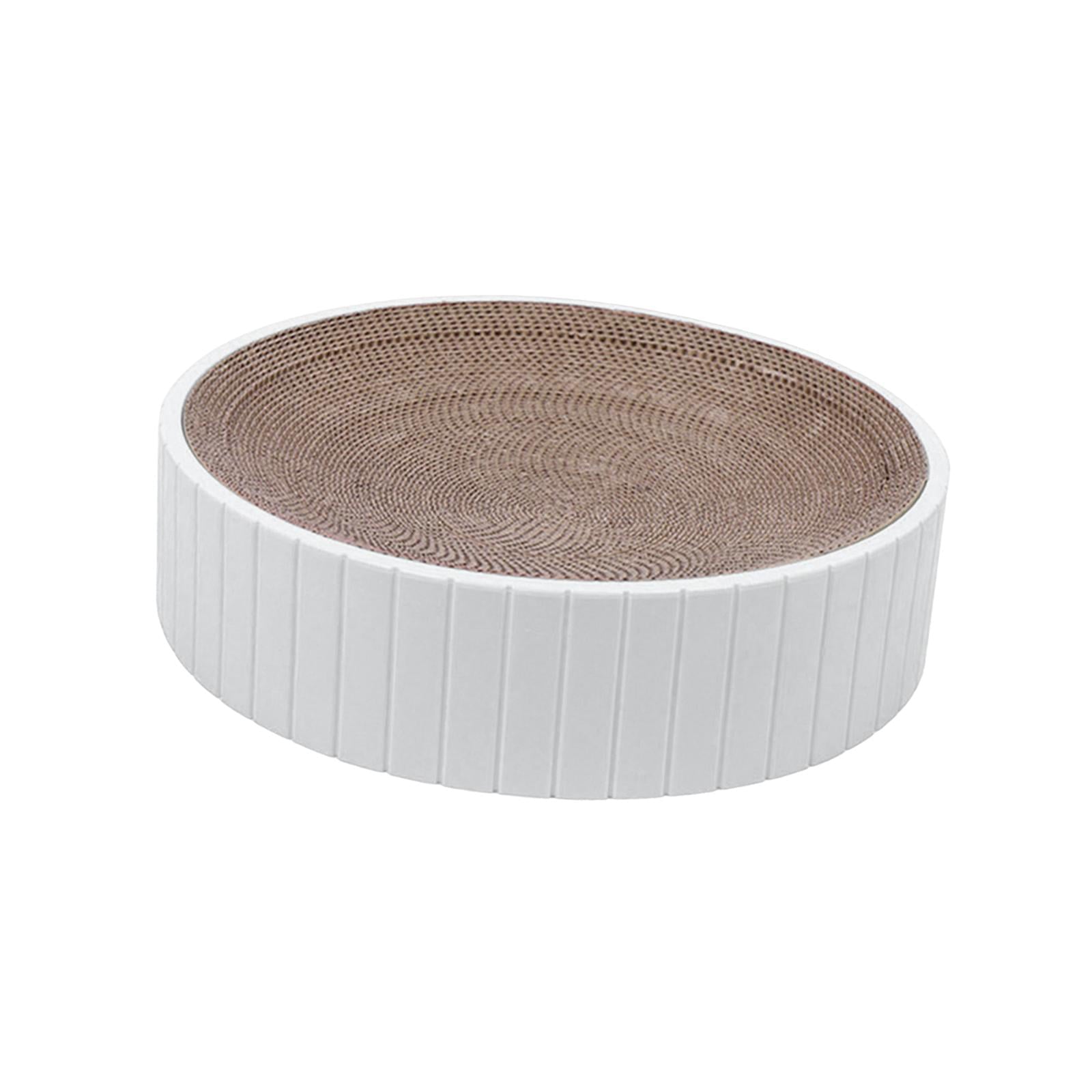 Round Cat Scratcher Furniture Protection Sofa Replaceable Inner Core Corrugated Cardboard Scratcher Scratch Toy for Sleeping Training Kitten White