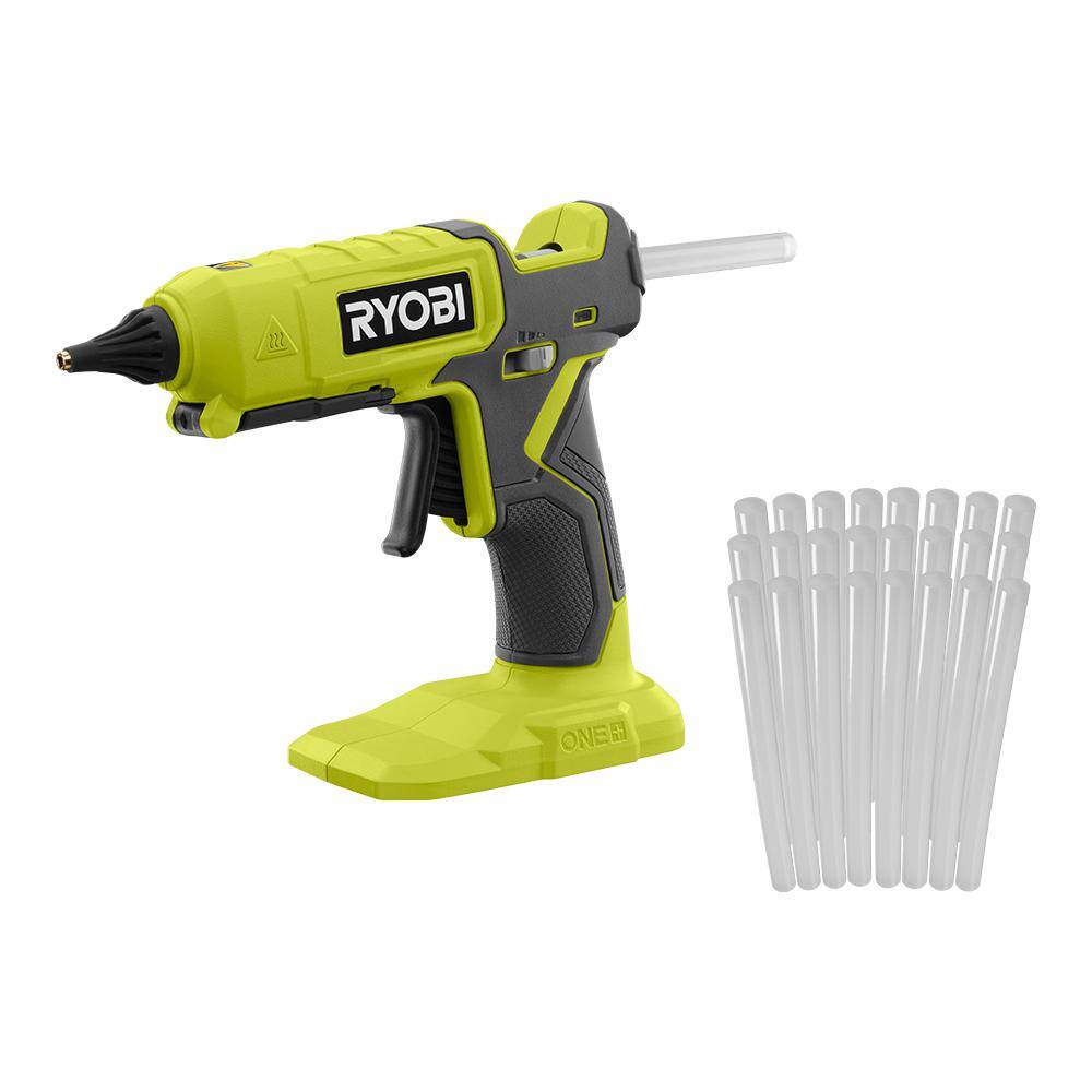 RYOBI ONE+ 18V Cordless Dual Temperature Glue Gun (Tool-Only) with Extra 12 in. Glue Sticks (24-Pack) P307-A1932402