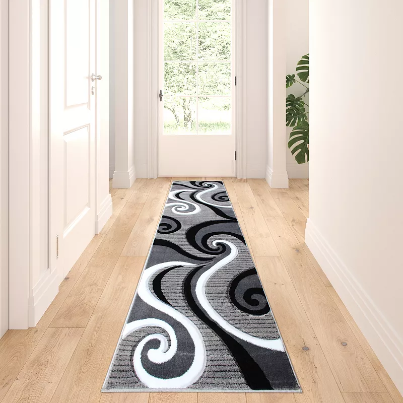 Masada Rugs Masada Rugs Sophia Collection 3'x10' Modern Contemporary Hand Sculpted Area Rug in Gray