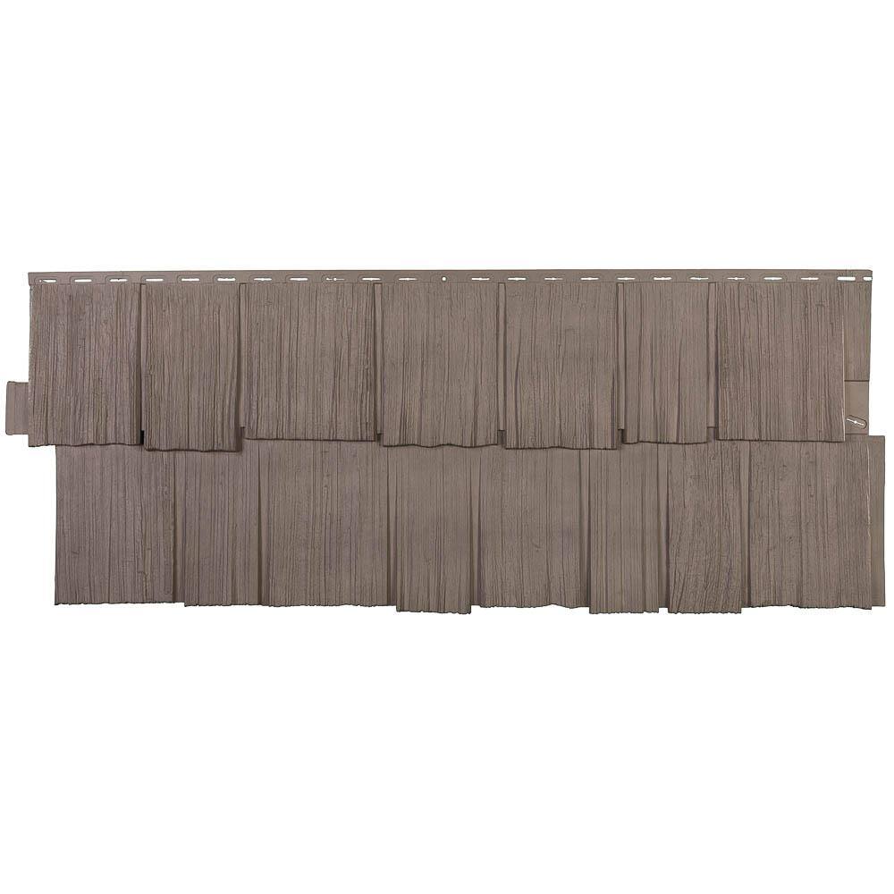 Novik Shake HS - 18.75 in. x 48.38 in. Hand-Split Shake in Weathered Blend (49.36 sq. ft. per Box) Plastic Shake Vinyl Siding 100070009